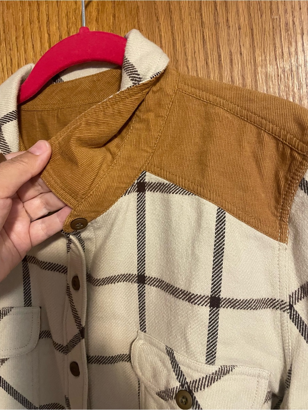Faherty Daly Shirt Brown Plaid and Corduroy Shirt Shacket Sz L - Picture 4 of 10